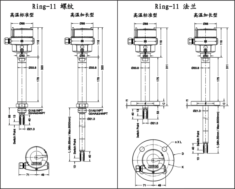 Ring-11高溫音叉液位開關